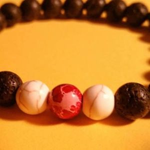 Natural Lava Rock and Sea Jasper Bracelet 8mm